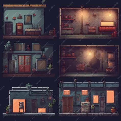 Premium AI Image | 2d Game Assets For Resident Evil Style Platform Game