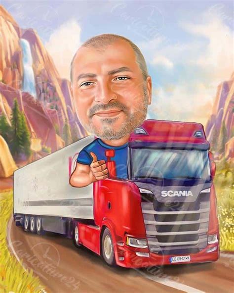 🎨 Customized Truck Driver Caricature for a Man from a Photo - the ...