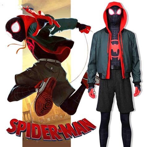 Spider-Man Into the Spider-Verse Miles Morales Black Cosplay Costumes ...