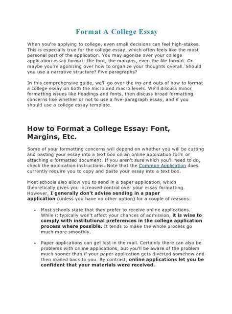 32 College Essay Format Templates & Examples - TemplateArchive