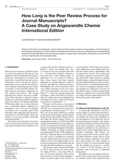 (PDF) How Long is the Peer Review Process for Journal Manuscripts? A Case Study on Angewandte ...