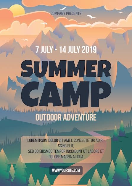 Premium Vector | Summer camp poster template