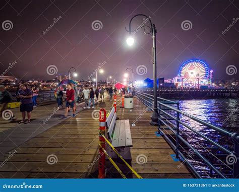 The Santa Monica Pier in Southern California at Night Editorial Photo ...