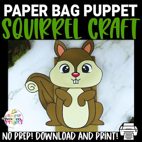 Squirrel Paper Bag Puppet Craft Template - Simple Mom Project Store