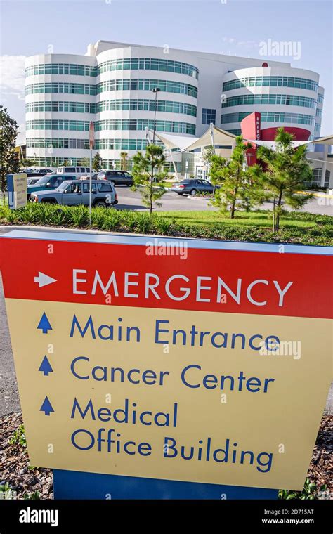 Florida Tavares AdventHealth Waterman Hospital,entrance exterior outside,sign emergency entrance ...