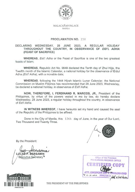 June 28 2023 Declared as Regular Holiday in Observance of Eid'l Adha - Philippine Payroll HR Matters