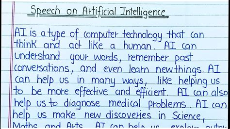 Speech on Artificial intelligence | 10 lines essay on AI | Essay on AI ...