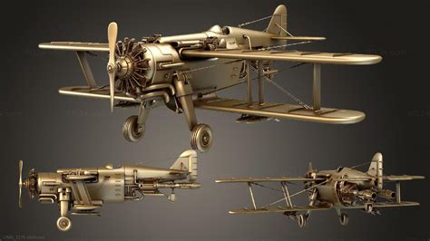 Vehicles - Dieselpunk Bi Plane, CARS_1271. 3D stl model for CNC