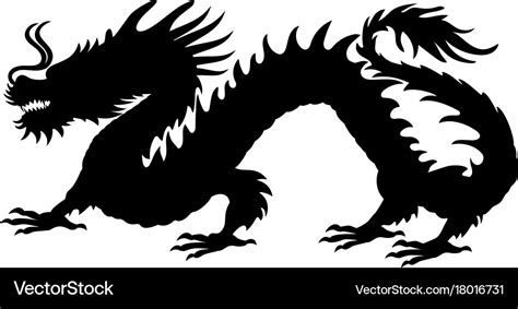 Chinese dragon silhouette symbol traditional china