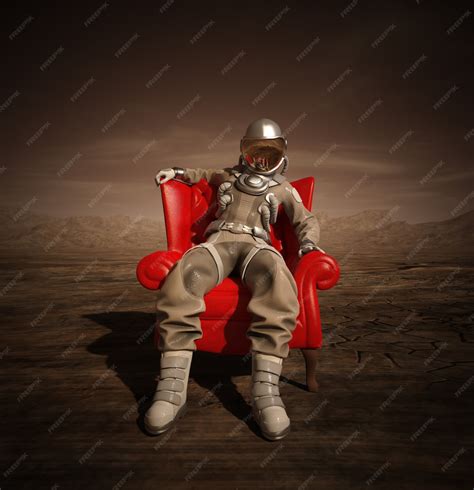 Premium Photo | Astronaut sitting on the armchair on the planet Mars