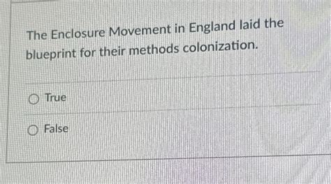 Solved The Enclosure Movement in England laid the blueprint | Chegg.com