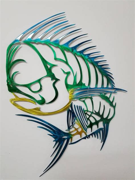 Mahi Mahi Wall Art, Metal Mahi Wall Art, Aluminum Wall Art, Skeleton ...