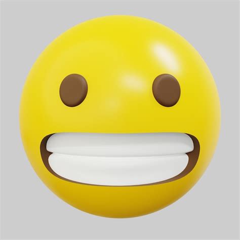 Premium Photo | 3d emoticon grimacing face cartoon emoji or smiley yellow ball