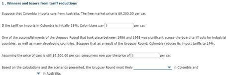 Solved 1. Winners and losers from tariff reductions Suppose | Chegg.com