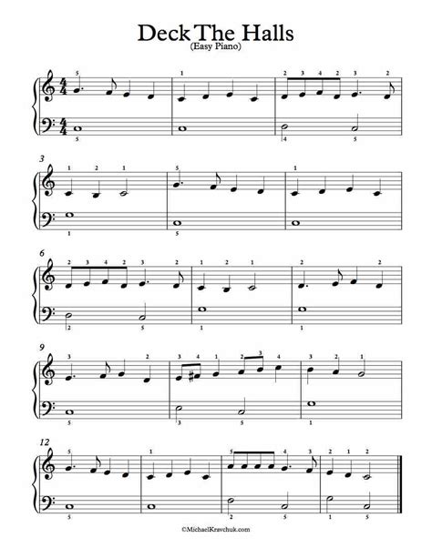Free Piano Arrangement Sheet Music - Deck The Halls