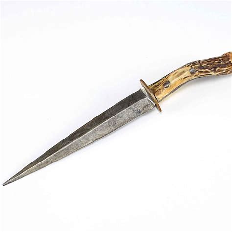 Civil War Era Arkansas Toothpick / Dirk Knife, Stag Antler Handle | EBTH