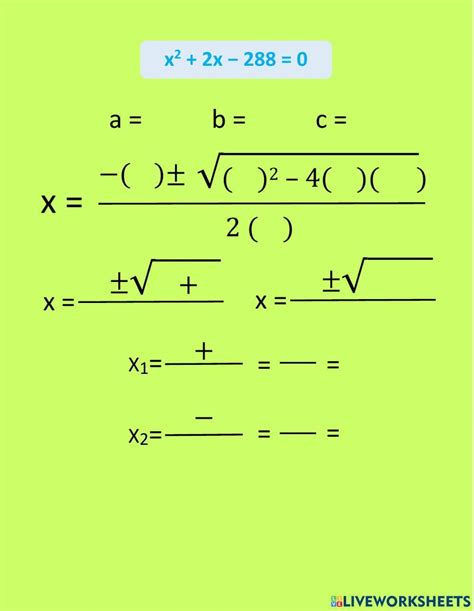 Fórmula General online pdf activity | Live Worksheets