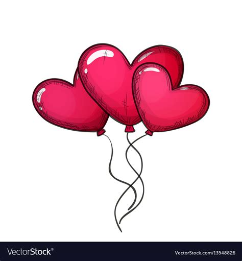 Colorful sketch of heart shaped balloons Vector Image