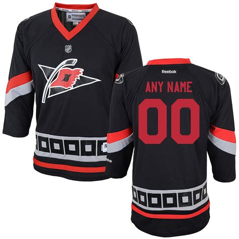 Reebok Carolina Hurricanes Youth Replica Alternate Custom Jersey - Black