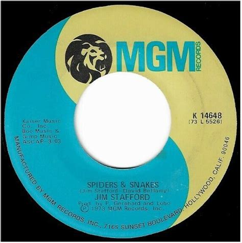 Stafford, Jim / Spiders + Snakes | MGM K-14648 | Single, 7" Vinyl | September 1973 | Mgm ...