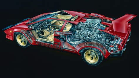 Lamborghini Countach Cutaway Drawing in High quality