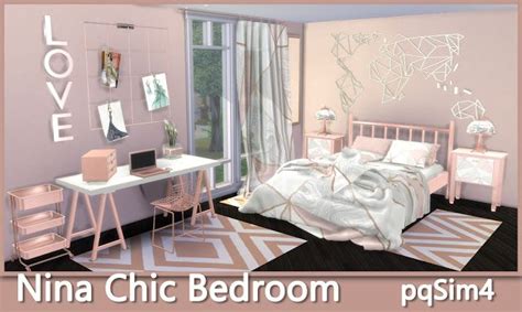 pqSim4: Nina Chic Bedroom. Sims 4 Custom Content. | Muebles sims 4 cc ...