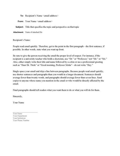 Sample Email Format - Writing Guidelines for Engineering and Science