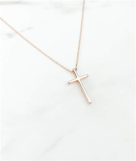 Cross Necklace Rose Gold Cross Cross Necklace Women Dainty - Etsy