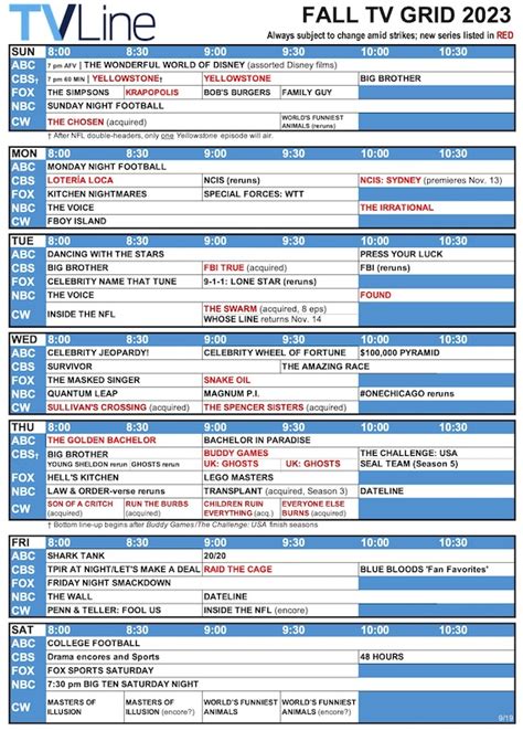 Fall TV Grid 2023: What’s on When? And Versus What? — Final Update, We Think