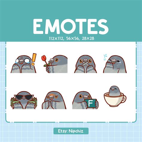 Pigeon Emotes / Cute Emoji Pack / 8 Pigeon Emotes for Streaming ...