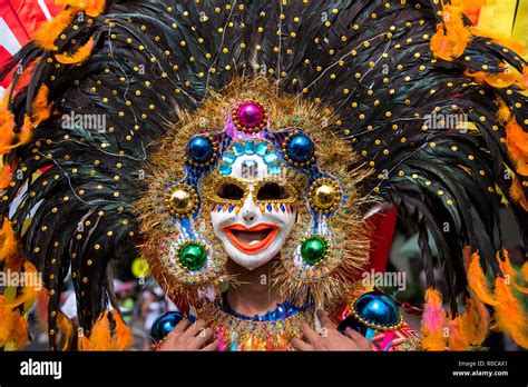 Parade of colorful smiling mask at 2018 Masskara Festival, Bacolod City, Philippines Stock Photo ...