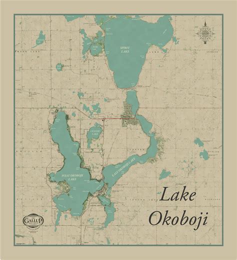 Iowa Great Lakes Old West Style Map | Lake map, Spirit lake iowa, Okoboji