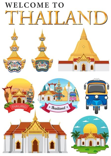 Free Vector | Bangkok Thailand Landmark Logo Banner