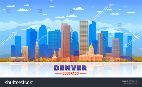 Denver Colorado Skyline Panorama Sky Mountains Stock Vector (Royalty Free) 1256065912 | Shutterstock