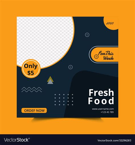 Social media post template design for restaurant Vector Image