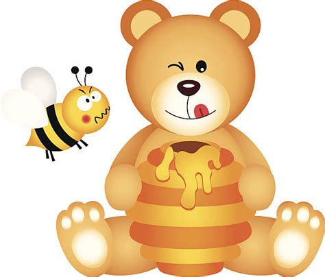 Top Bear Eating Honey Clip Art, Vector Graphics and Illustrations - iStock