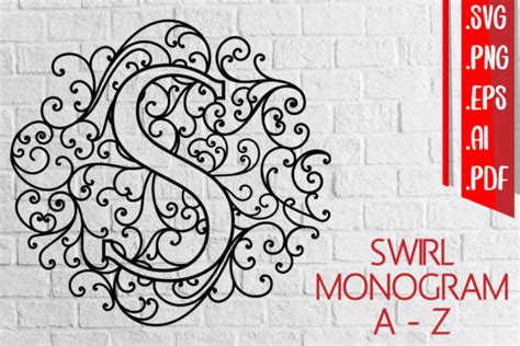 Swirl Monogram a-Z Svg Eps Ai Png Pdf Graphic by assalwaassalwa ...