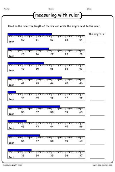 Reading A Ruler Worksheets