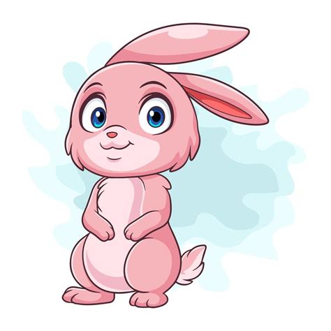 Pink bunny cartoon standing isolated on white background 19572848 Vector Art at Vecteezy