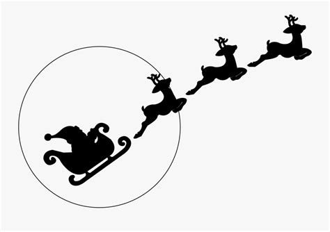 Santa Sleigh Reindeer Silhouette Png For Kids - Santa And Reindeer ...