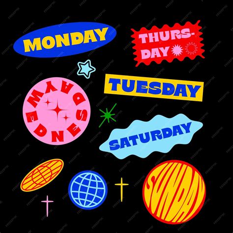 Premium Vector | Days of the week stickers set