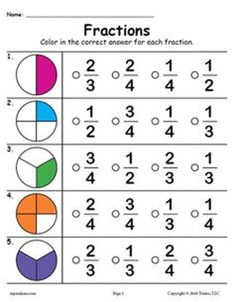 2nd Grade Fractions Worksheets | Fractions worksheets, First grade math ...