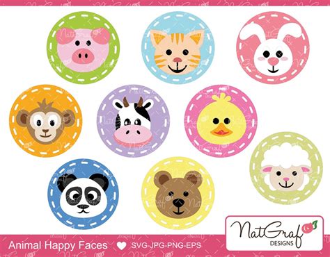 Animal Faces, SVG Cutting Files, SVG Bundle, Farm Animals - Etsy