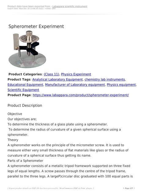 Spherometer Experiment | PDF | Sphere | Physics