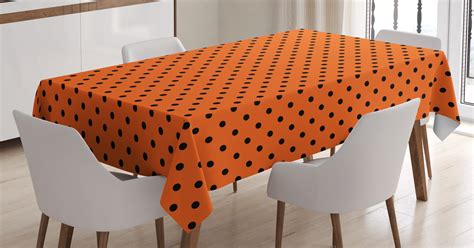 Orange Tablecloth, Vintage Retro Design Little Black Polka Dots with Orange Backdrop Classical ...