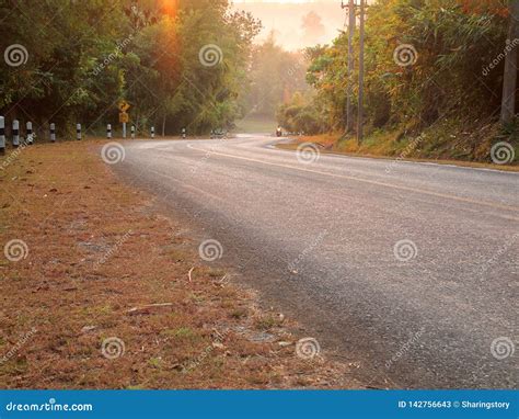 Autumn sunrise road stock image. Image of path, park - 142756643