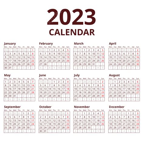 2023 Calendar Maroon Minimalist Simple Calendar, 2023 Calendar, 2023 Calendar New, Calendar 2023 ...