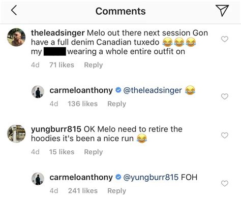 Carmelo Anthony responds to fans hating on him in Instagram comments