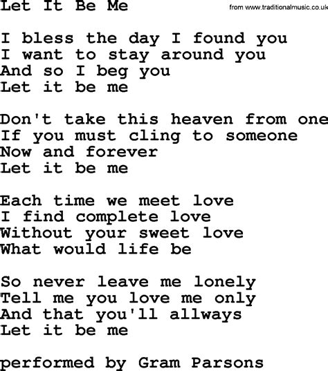 Let It Be Me, by The Byrds - lyrics with pdf