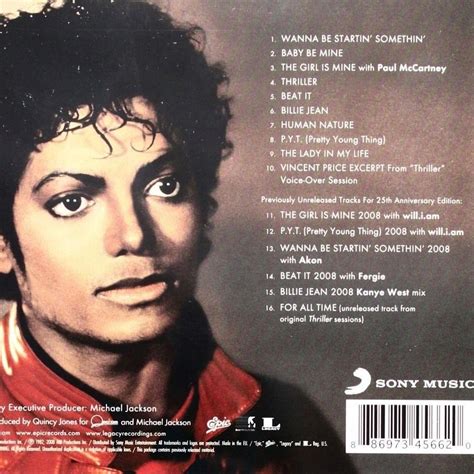 Michael Jackson Thriller Album Cover Back